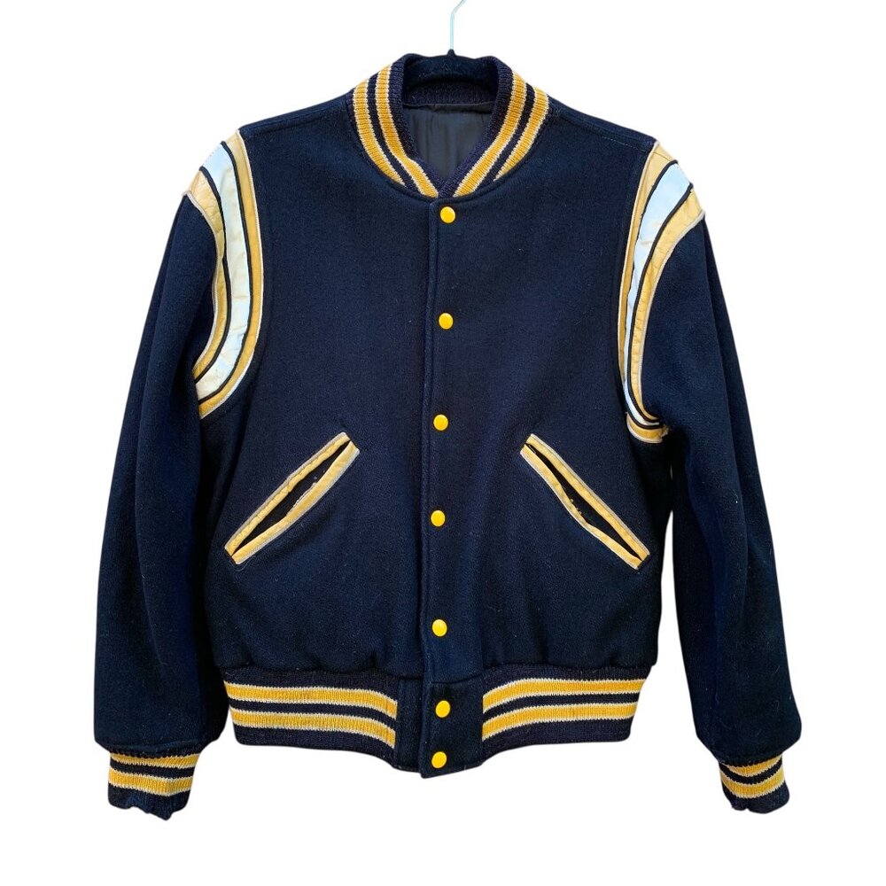 T&T Sporting Goods Authentic Vintage Black 1960s Letterman Jacket Unisex